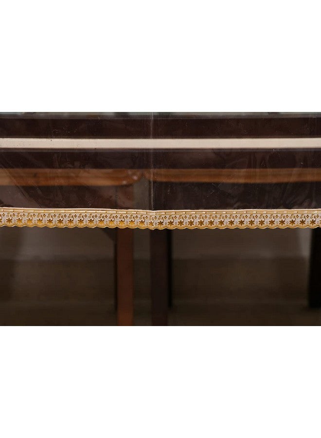 STITCHNEST PVC Transparent 4 Seater Dining Table Cover with Gold Lace, (40x60 Inches) - Image 3