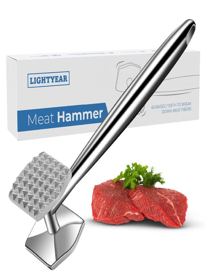 Lightyear Meat Hammer 304 Stainless Steel Meat Tenderizer Tool, Kitchen Mallet for Cooking, Ice Cracking, Shellfish Prep, Crush Spices and Nuts with Ease - All Metal Food Hammer for Daily Use - Image 1