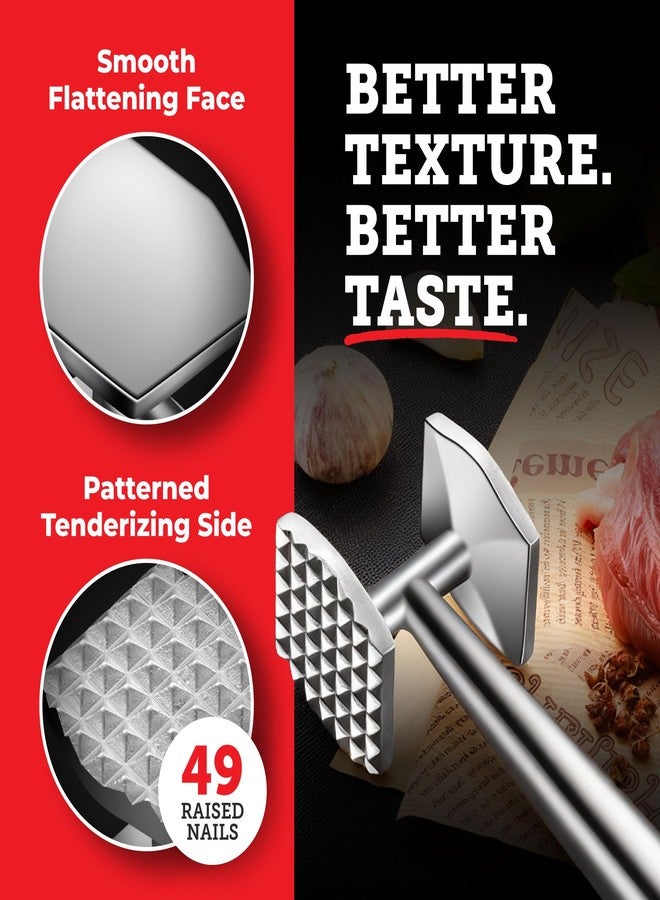 Lightyear Meat Hammer 304 Stainless Steel Meat Tenderizer Tool, Kitchen Mallet for Cooking, Ice Cracking, Shellfish Prep, Crush Spices and Nuts with Ease - All Metal Food Hammer for Daily Use - Image 3