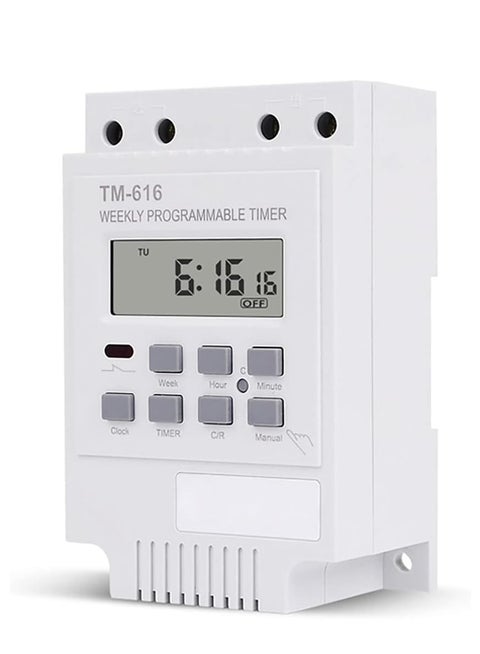 Digital Time Switch, Programmable Timer Switch, Digital Timer 1 Piece Weekly Programmable Electronic Relay Time Switch Controller Timer (TM616W-2 220V)