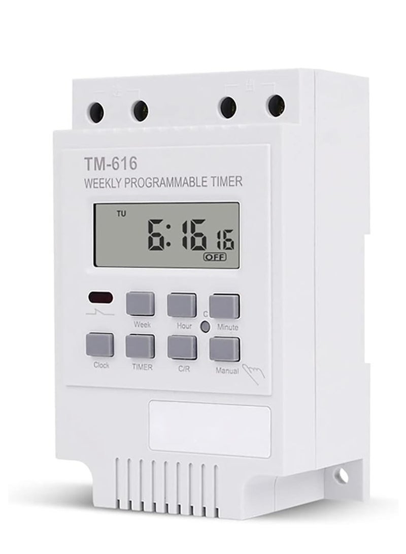 Digital Time Switch, Programmable Timer Switch, Digital Timer 1 Piece Weekly Programmable Electronic Relay Time Switch Controller Timer (TM616W-2 220V)