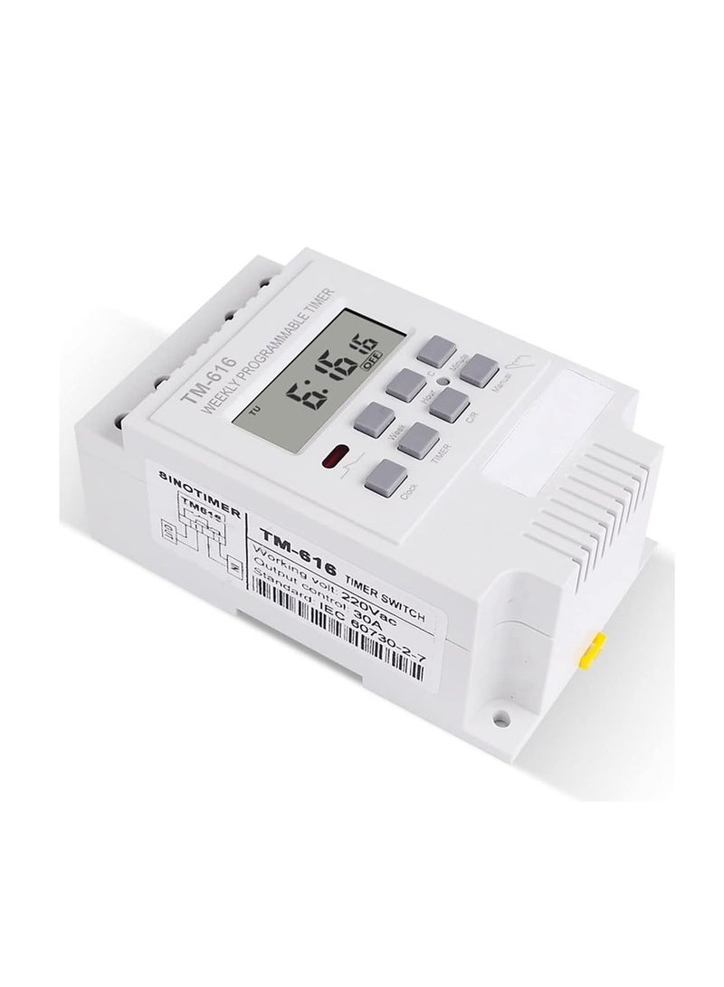 Digital Time Switch, Programmable Timer Switch, Digital Timer 1 Piece Weekly Programmable Electronic Relay Time Switch Controller Timer (TM616W-2 220V)