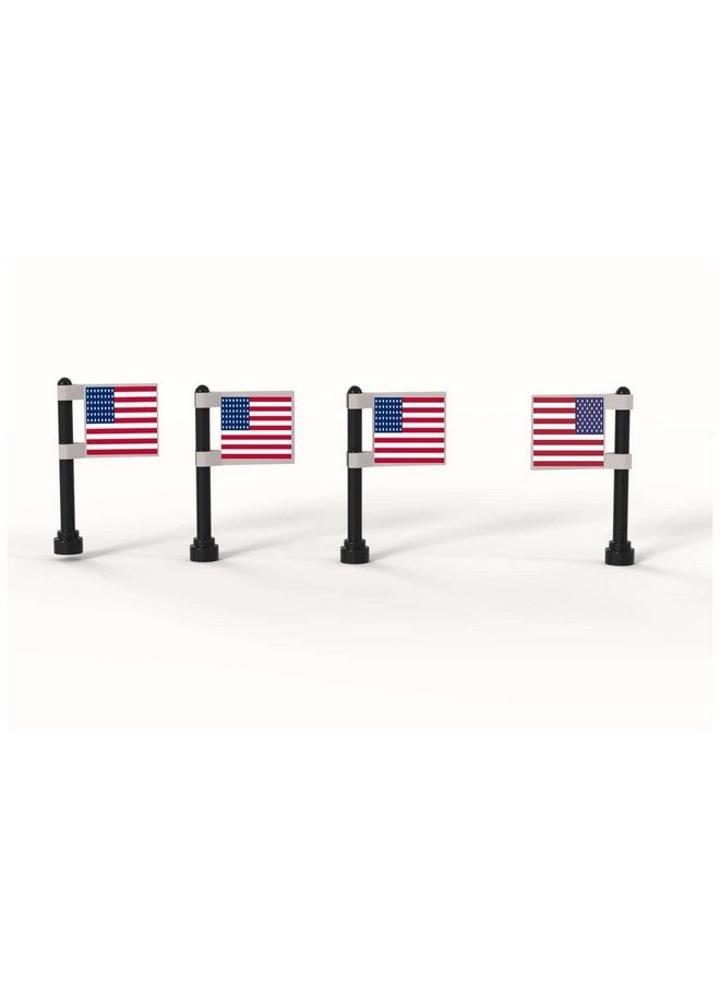 Custom Toys & Hobbies Building Bricks Toys Custom American Flags Set with Pole 4 Pcs on 2x2 Tile Double Sided Creative Compatible with All Major Brands Ages 4+ Miniature Souvenir Independence Day July 4th Gift Idea  - Image 1