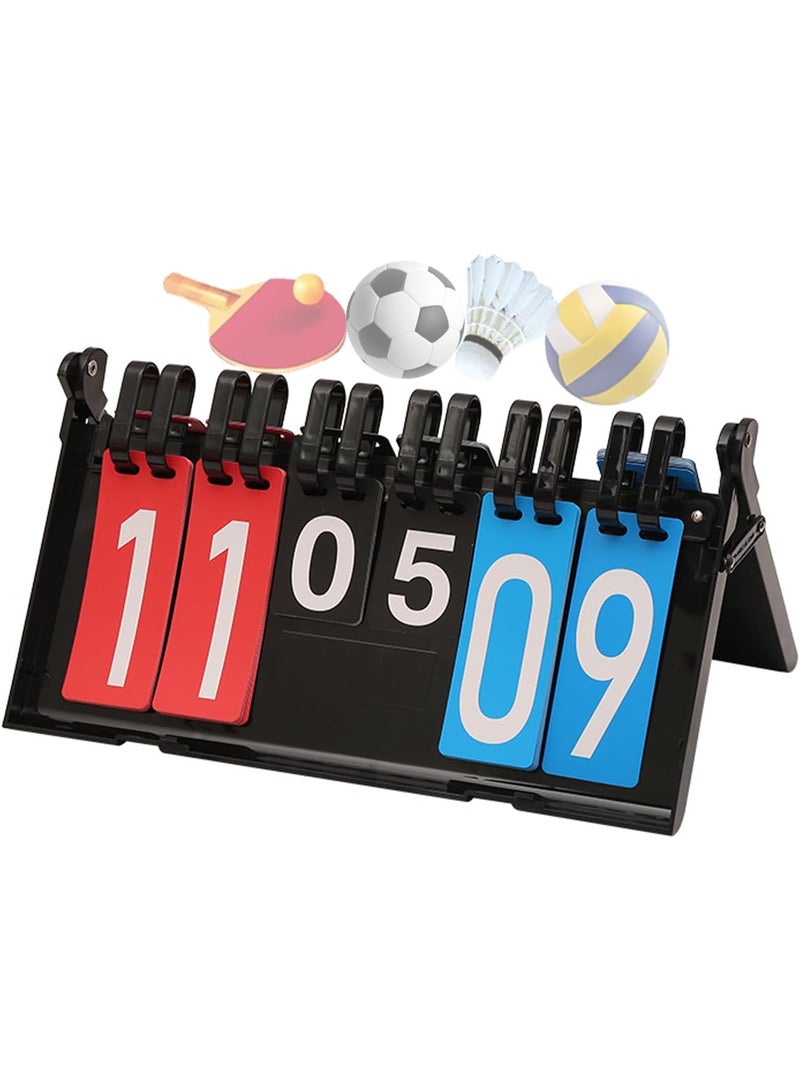 Soofam لوحة تسجيل النقاط القابلة للحمل، لوحة تسجيل النقاط ب 6 أرقام للرياضات التنافسية، لوحة فليب لتسجيل النقاط للبادمنتون، الكرة الطائرة، تنس الطاولة، كرة القدم، كرة السلة - Image 1