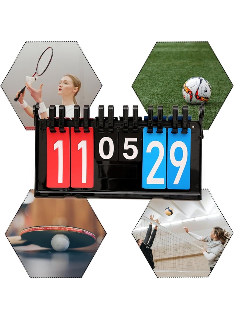 Soofam لوحة تسجيل النقاط القابلة للحمل، لوحة تسجيل النقاط ب 6 أرقام للرياضات التنافسية، لوحة فليب لتسجيل النقاط للبادمنتون، الكرة الطائرة، تنس الطاولة، كرة القدم، كرة السلة - Image 3
