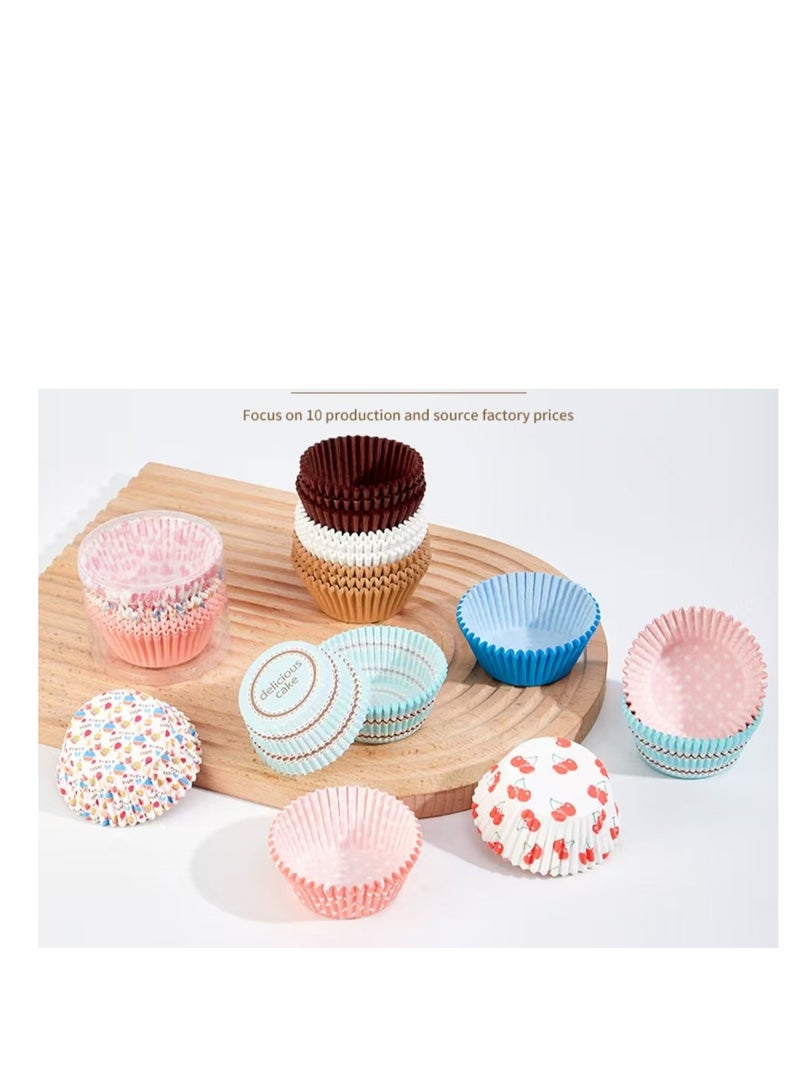 100Pcs/set  Cupcake Baking Paper Cases Cake Box,Disposable Muffins Baking Cupcake Mould 6.8x5x3cm - Red Heart - Image 4