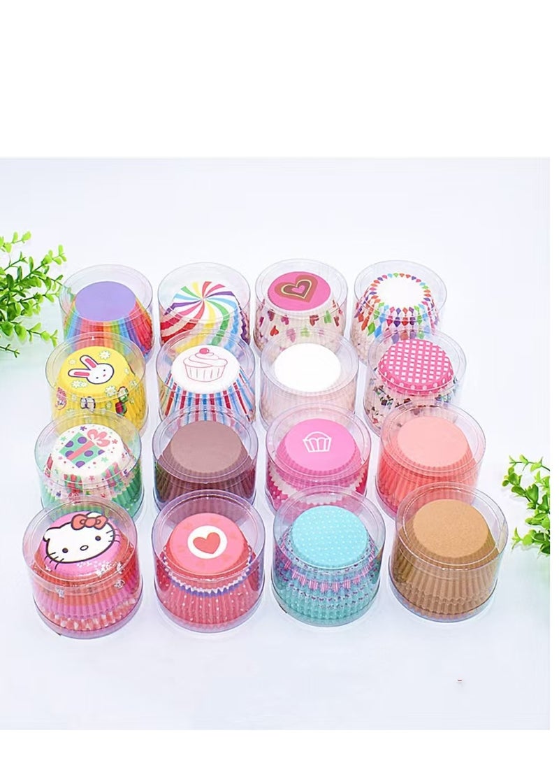 100Pcs/set  Cupcake Baking Paper Cases Cake Box,Disposable Muffins Baking Cupcake Mould 6.8x5x3cm - Red Heart - Image 3