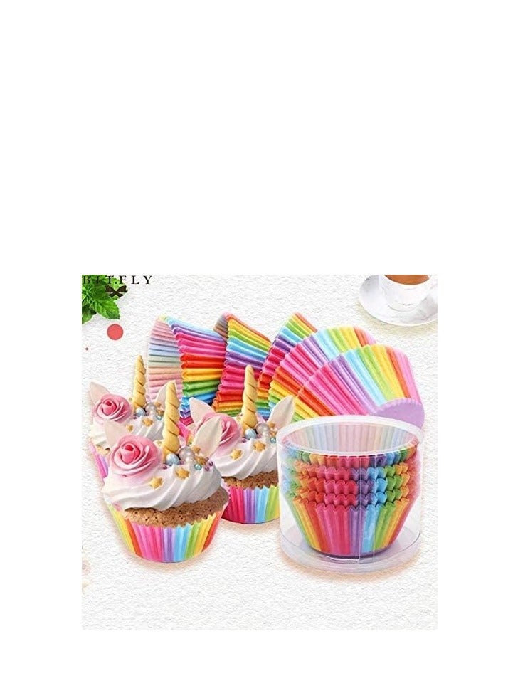 100Pcs/set  Cupcake Baking Paper Cases Cake Box,Disposable Muffins Baking Cupcake Mould 6.8x5x3cm - Red Heart - Image 2