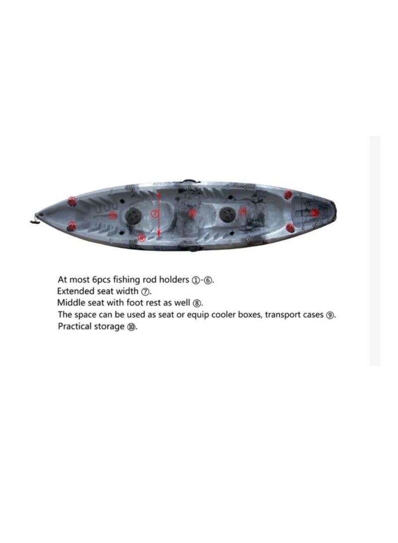 Winner قارب كاياك من نوع نيريوس 2P Sit On Top مقاس 368x88x45 سم، أبيض/أسود، بدون مقعد - Image 2