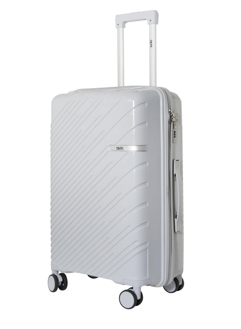 KTMC Polypropylene Luggage 28 inch Check-in Suitcases, H-8882 Light Grey - Image 1