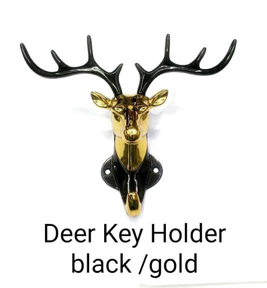 Homeware Studio Brass Wall Mount Hooks Key Storage Holder for Home and Office Key Holder Deer Head Hanging Hook for Home Decor Gifting Purpose Golden  - Image 1