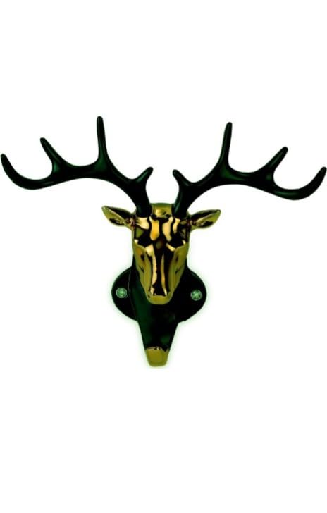 Homeware Studio Brass Wall Mount Hooks Key Storage Holder for Home and Office Key Holder Deer Head Hanging Hook for Home Decor Gifting Purpose Golden  - Image 2