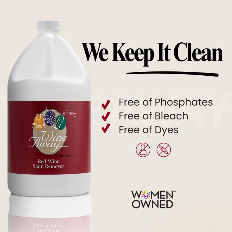 Wine Away Red Wine Stain Remover - Removes Wine Spots - Perfect Fabric Upholstery and Carpet Cleaner Spray Solution - Spray on Stain Wash and Resolve Laundry to Vanish Stain - Citrus Scent - 1 Gallon - Image 2