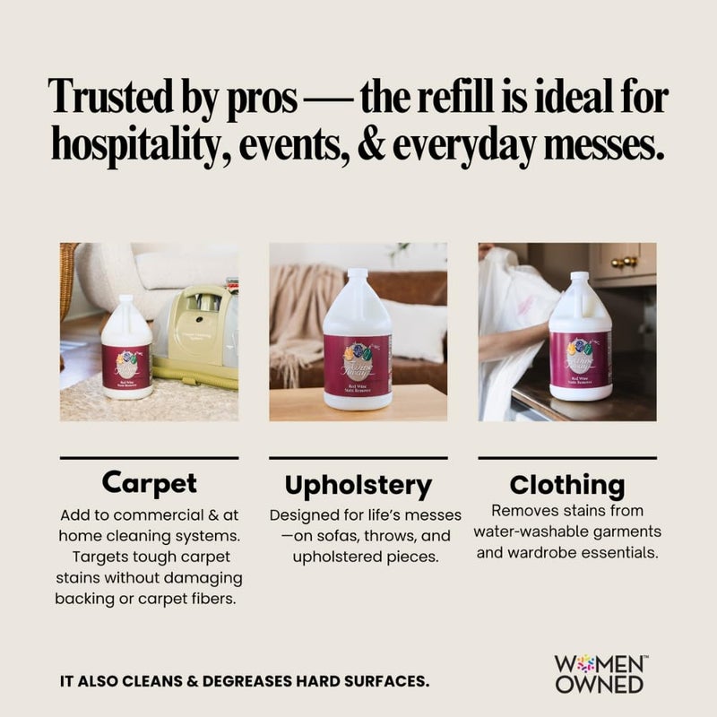Wine Away Red Wine Stain Remover - Removes Wine Spots - Perfect Fabric Upholstery and Carpet Cleaner Spray Solution - Spray on Stain Wash and Resolve Laundry to Vanish Stain - Citrus Scent - 1 Gallon - Image 4