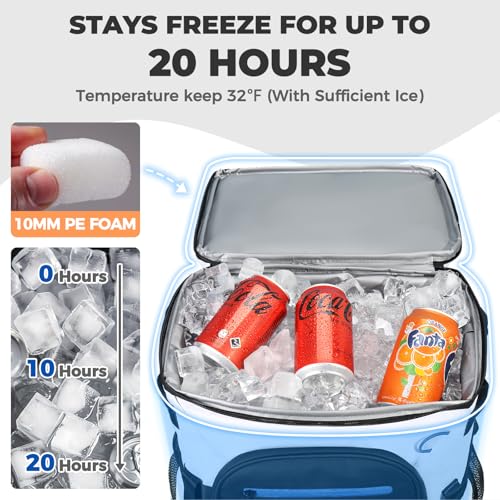 Heytrip Cooler Backpack 36 Cans Insulated Cooler Bag, Keep Freeze for 20 Hours, Waterproof & Leak-Proof Cooler with Multi-Compartments(White) - Image 2