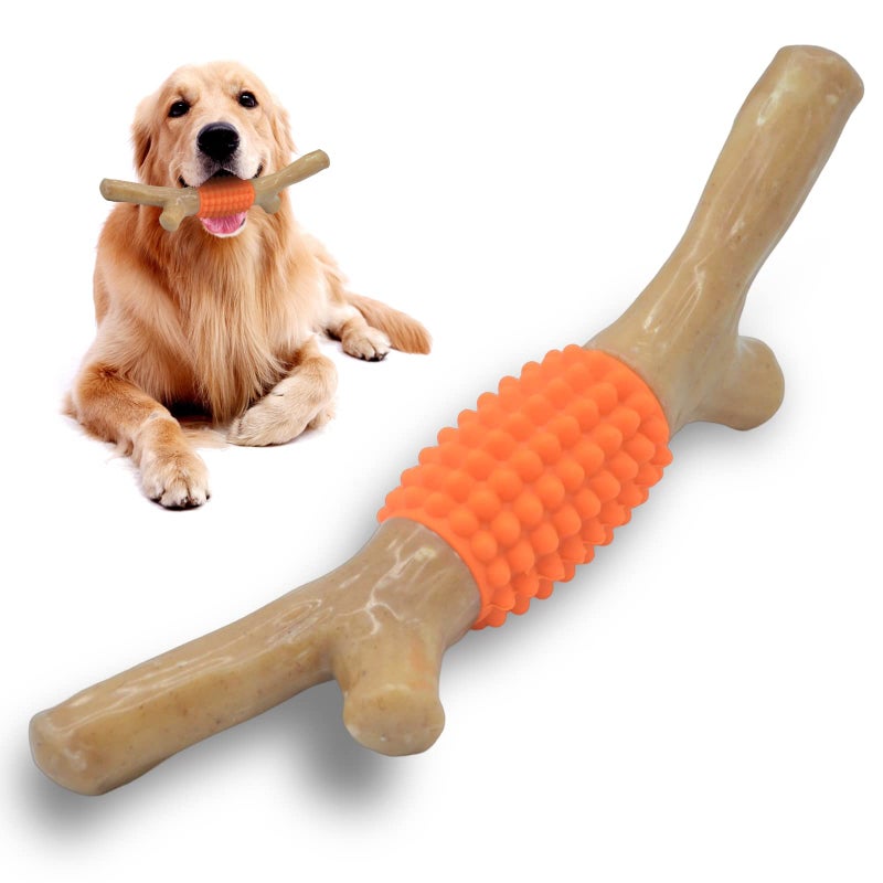 SCHITEC Dog Chew Toy for Aggressive Chewers Tough Big Nylon Rubber Teething Stick with Real Maple Wood Flavor for Large Medium Breed - Image 2