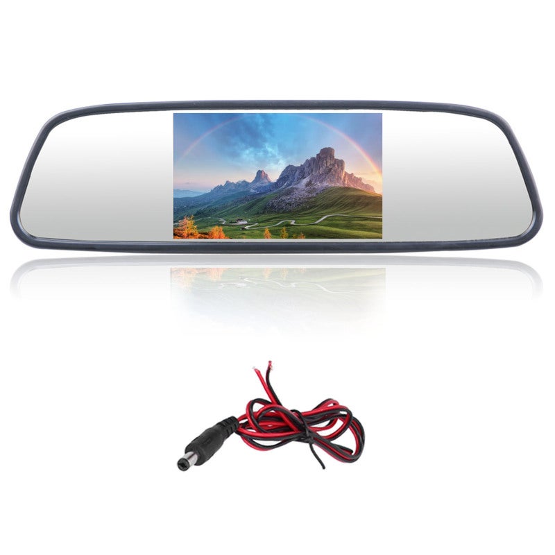 Rearview Mirror Display 5-Inch Built-In Monitor Automatic Reverse Switching - 12-24V Universal Backup Mirror Monitor for Car Truck Safety - Image 1