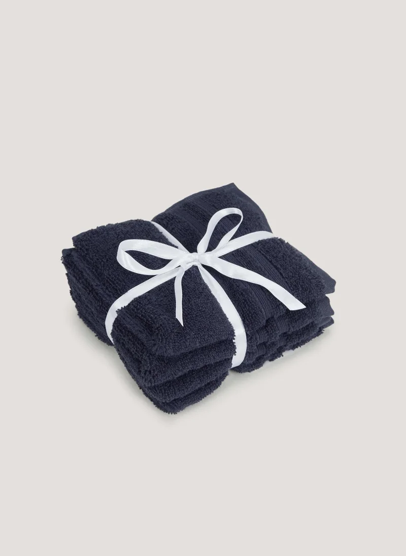 Matalan 4 Pack Navy 100% Egyptian Cotton Face Cloths