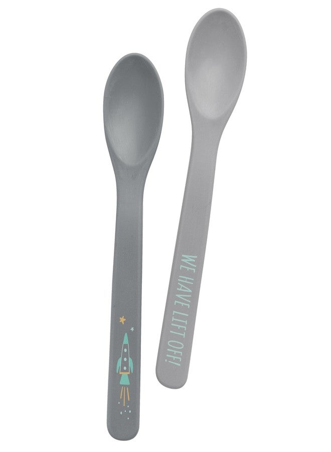 Stephen Joseph Baby Silicone Spoon Set, First Stage Feeding Spoons for Infants, Spoon Set Encourages Self-Feeding, Toddler Feeding Spoons, Space - Image 1