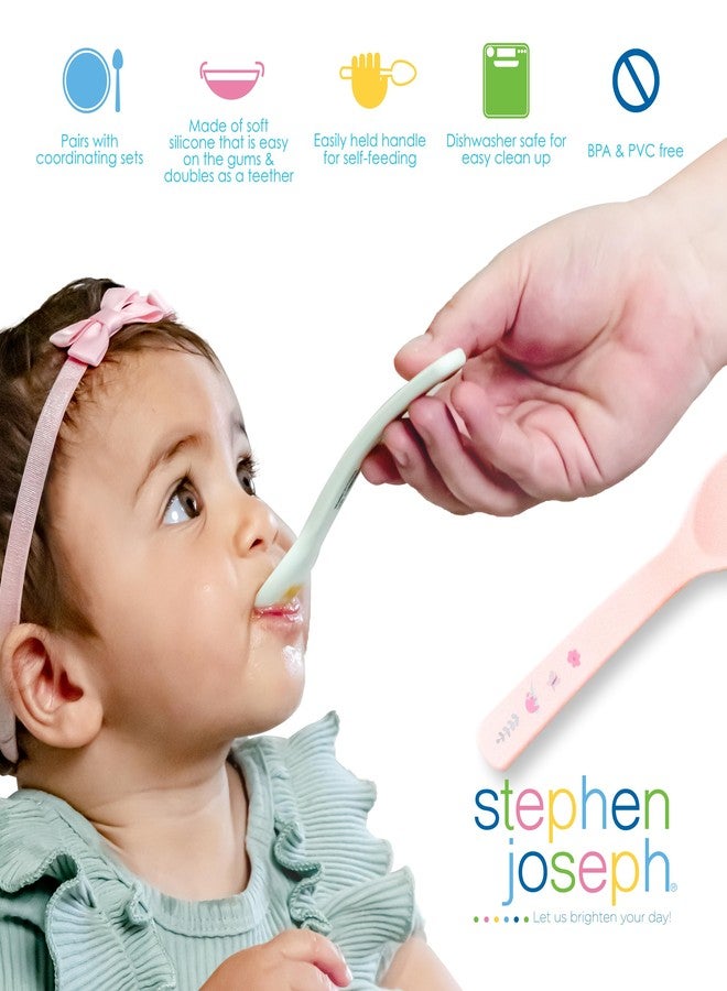 Stephen Joseph Baby Silicone Spoon Set, First Stage Feeding Spoons for Infants, Spoon Set Encourages Self-Feeding, Toddler Feeding Spoons, Space - Image 4