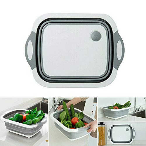 Plenteous Collapsible MultiFunction Kitchen Cutting Board Dish Tub Storage Basket with Folding Cutting Board Dish Sink Tub Vegetable Basket - Image 5