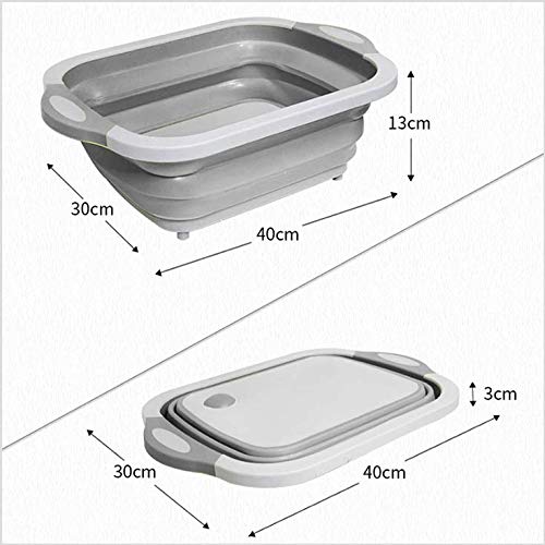 Plenteous Collapsible MultiFunction Kitchen Cutting Board Dish Tub Storage Basket with Folding Cutting Board Dish Sink Tub Vegetable Basket - Image 4