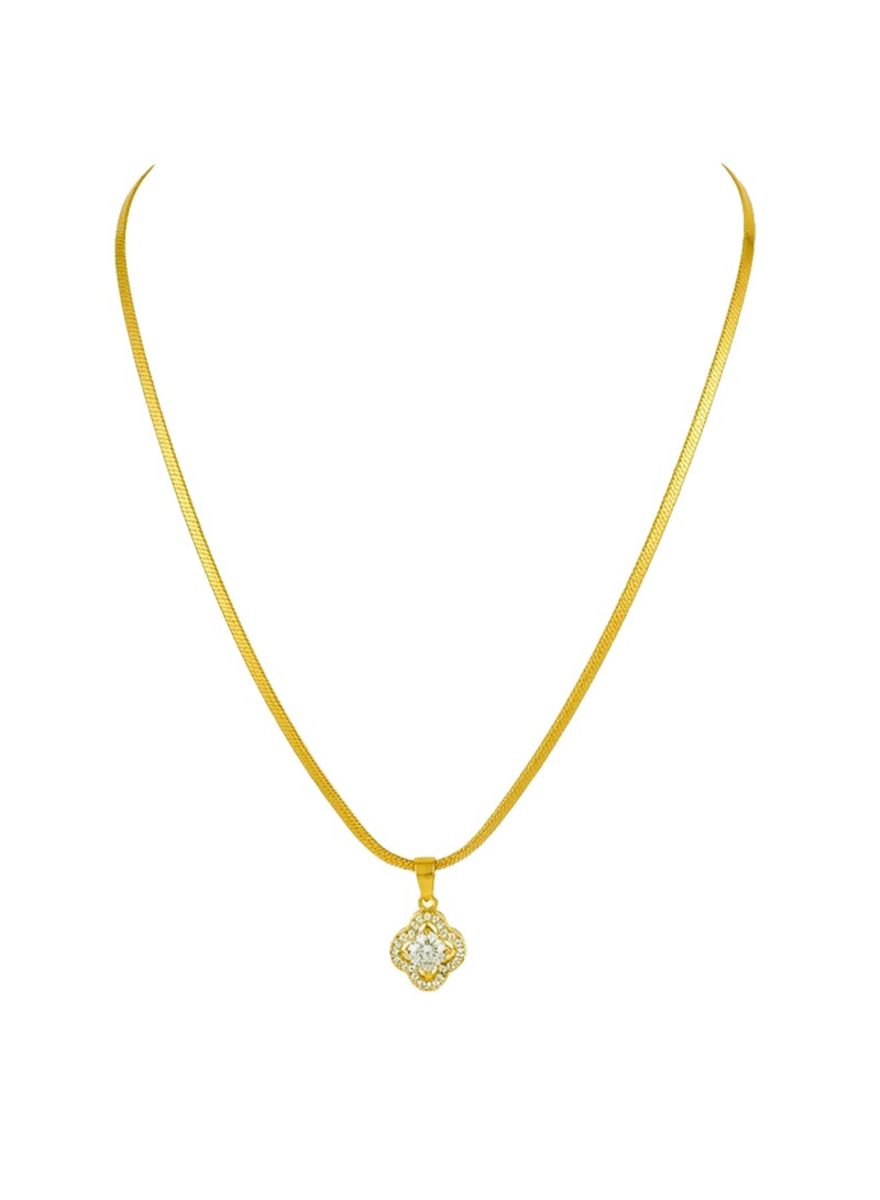 Julia Store 18K Gold Plated Stainless Steel Aesthetic Exquisite Luxury Elegant Dainty Cute Trendy High-End Hypoallergic Four Leaves Love Lucky Flower Herringbone Snake Chain Necklace Jewelry Gift For Women - Image 1