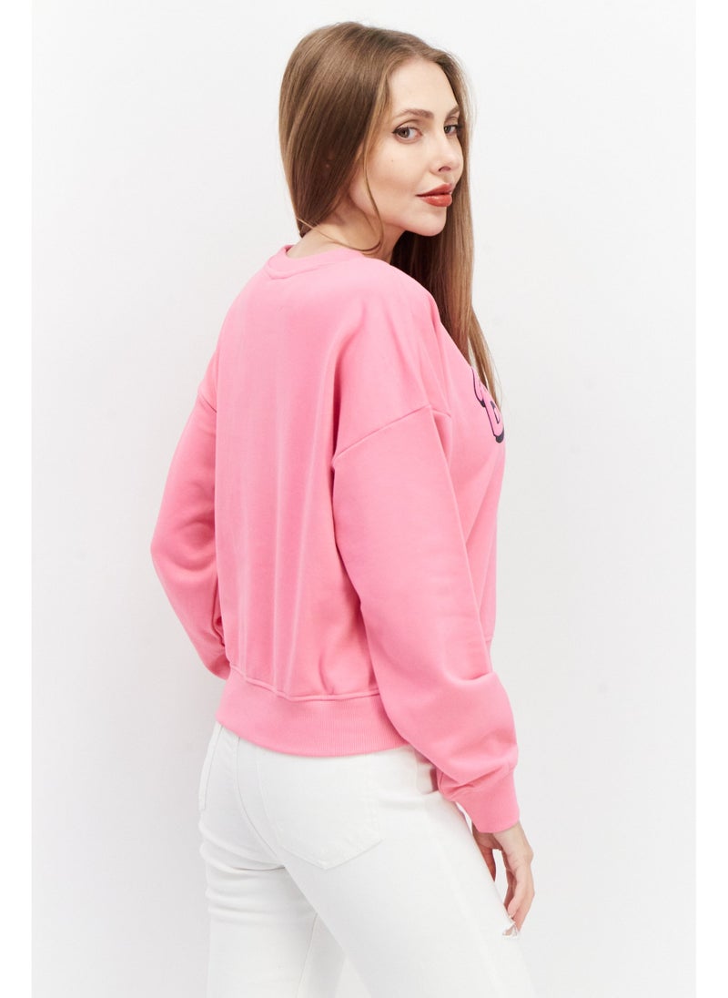 Barbie Women Crew Neck Long Sleeve Graphic Printed Sweatshirt, Pink - Image 5