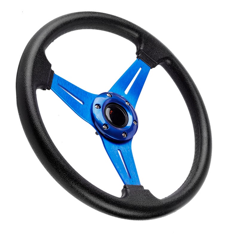 MOMO Universal Steering Wheel Blue PU Leather Grip Vibration Isolation Lightweight Aluminum - Racing Wheel for Sport Car Driving Drift Racing - Image 5