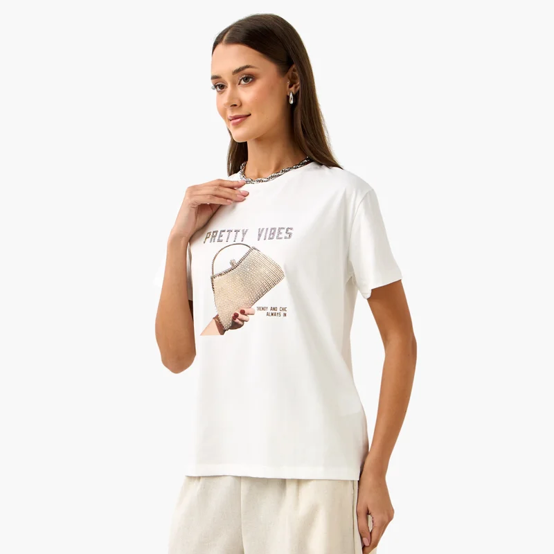 تواكستريمز 2Xtremz Embellished T-shirt with Round Neck