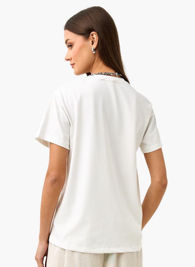 تواكستريمز تيشيرت مزخرف بياقة دائرية - Image 3