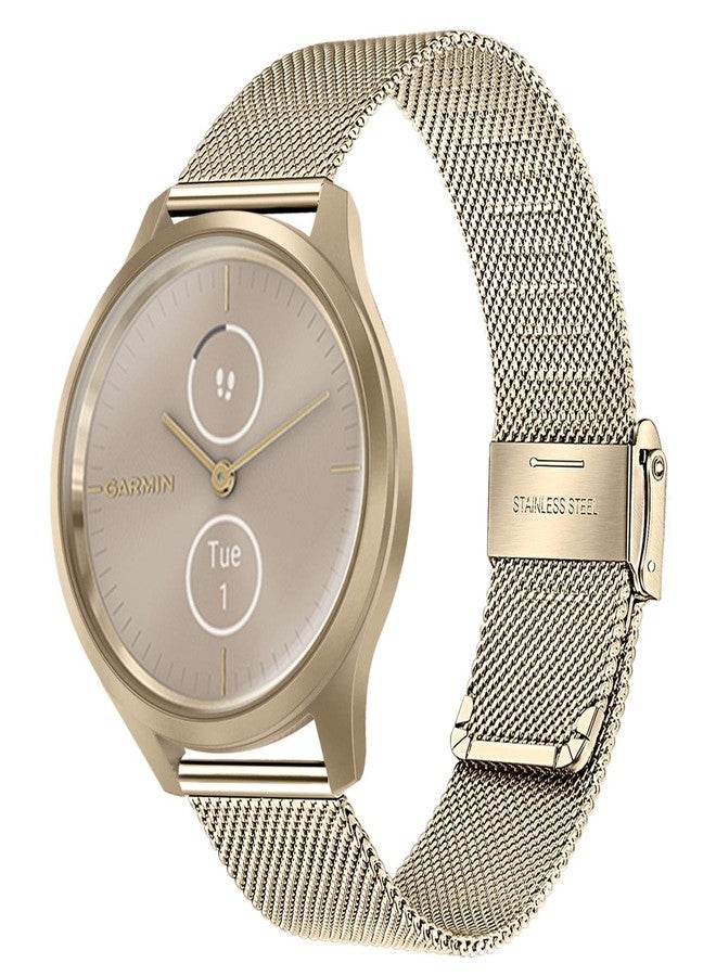 TRUMiRR Band for Garmin Vivomove HR/Venu Sq 2, 20mm Mesh Stainless Steel Watchband Bright Gold Strap for Garmin Vivoactive 6 5 3 / Vivomove 3 Luxe Style/Venu Sq/Venu 2 Plus - Image 1