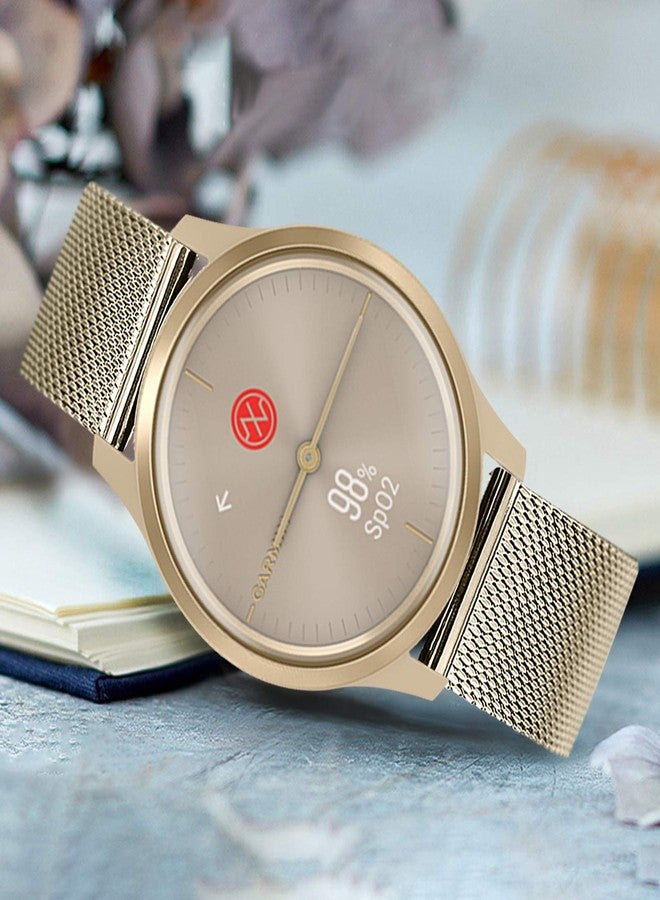 TRUMiRR Band for Garmin Vivomove HR/Venu Sq 2, 20mm Mesh Stainless Steel Watchband Bright Gold Strap for Garmin Vivoactive 6 5 3 / Vivomove 3 Luxe Style/Venu Sq/Venu 2 Plus - Image 4