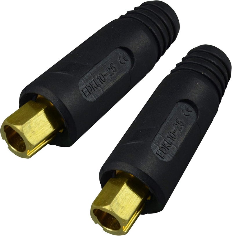 RIVERWELD TIG Welding Cable Panel Connector Socket EDKL10-25 200Amp with Black Color Dinse-Style Quick Fitting Pack of 2 - Image 1