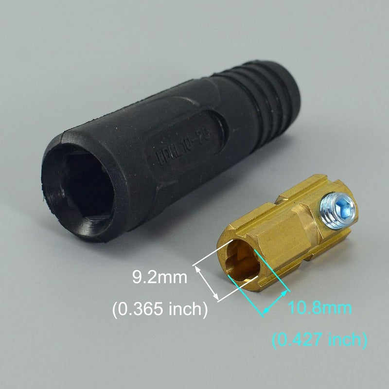 RIVERWELD TIG Welding Cable Panel Connector Socket EDKL10-25 200Amp with Black Color Dinse-Style Quick Fitting Pack of 2 - Image 2