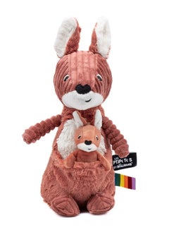Les Deglingos Allezou Kangaroo Mom & Baby Plush Toy - Terracotta, Soft Corduroy, Eco-Friendly, Perfect for Babies & Toddlers  - Image 1