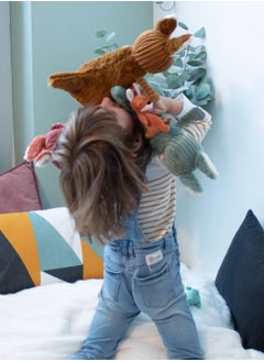 Les Deglingos Allezou Kangaroo Mom & Baby Plush Toy - Terracotta, Soft Corduroy, Eco-Friendly, Perfect for Babies & Toddlers  - Image 4