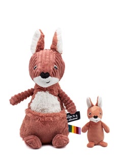 Les Deglingos Allezou Kangaroo Mom & Baby Plush Toy - Terracotta, Soft Corduroy, Eco-Friendly, Perfect for Babies & Toddlers  - Image 3
