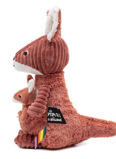 Les Deglingos Allezou Kangaroo Mom & Baby Plush Toy - Terracotta, Soft Corduroy, Eco-Friendly, Perfect for Babies & Toddlers  - Image 2