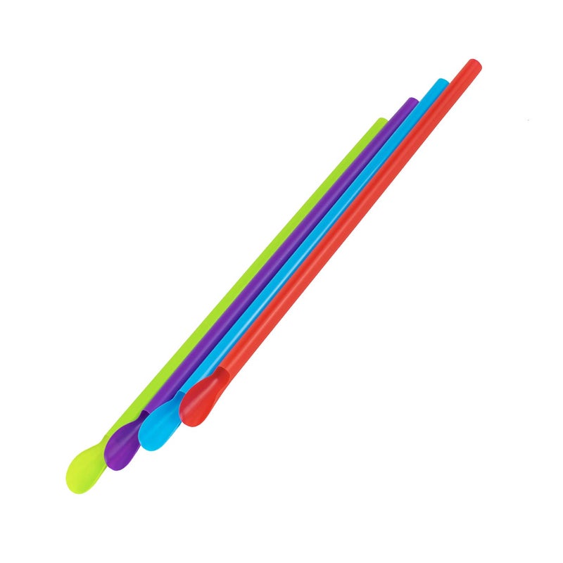 KOLORAE SCOOP STRAWS  BPA FREE PLASTIC COLORFUL SCOOP STRAWS ACT AS A SPOON AND STRAW GREAT FOR ANY OCCASION 1 PACK OF 75  AVAILABLE IN A PACK OF 75 OR 450 75
