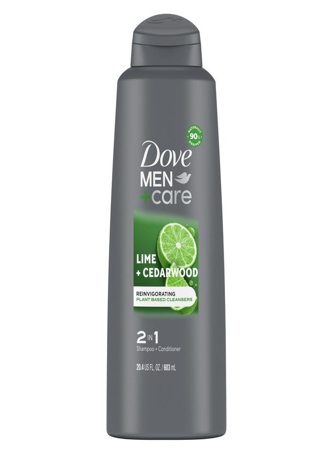 DOVE MEN + CARE Men 2 in 1 Shampoo and Conditioner Lime + Cedarwood For Healthy-Looking Hair Naturally Derived Plant Based Cleansers 20.4 OZ - Image 1