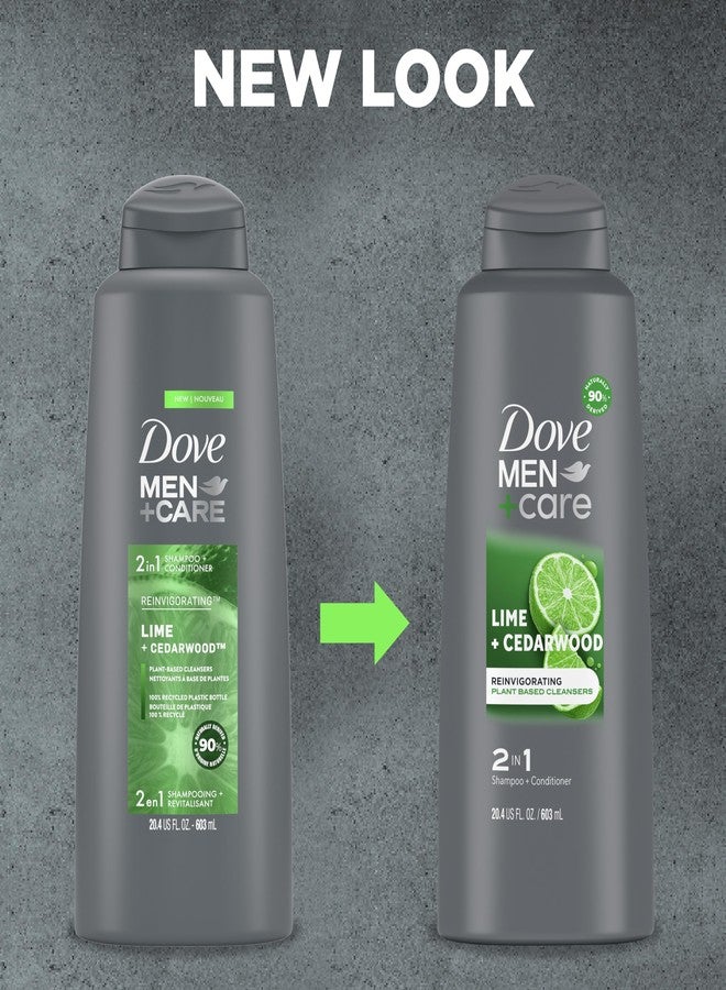 DOVE MEN + CARE Men 2 in 1 Shampoo and Conditioner Lime + Cedarwood For Healthy-Looking Hair Naturally Derived Plant Based Cleansers 20.4 OZ - Image 2