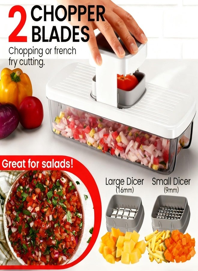 Badelite Vegetable Chopper Mandoline Slicer 8-in-1 with Container, 8 Blades for Onion, Veggie & Fruit, Easy Food Slicer Dicer Cutter, Kitchen Gadgets & Essentials - Image 2