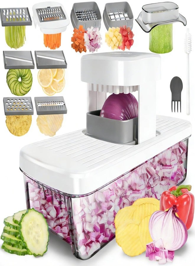 Badelite Vegetable Chopper Mandoline Slicer 8-in-1 with Container, 8 Blades for Onion, Veggie & Fruit, Easy Food Slicer Dicer Cutter, Kitchen Gadgets & Essentials - Image 1