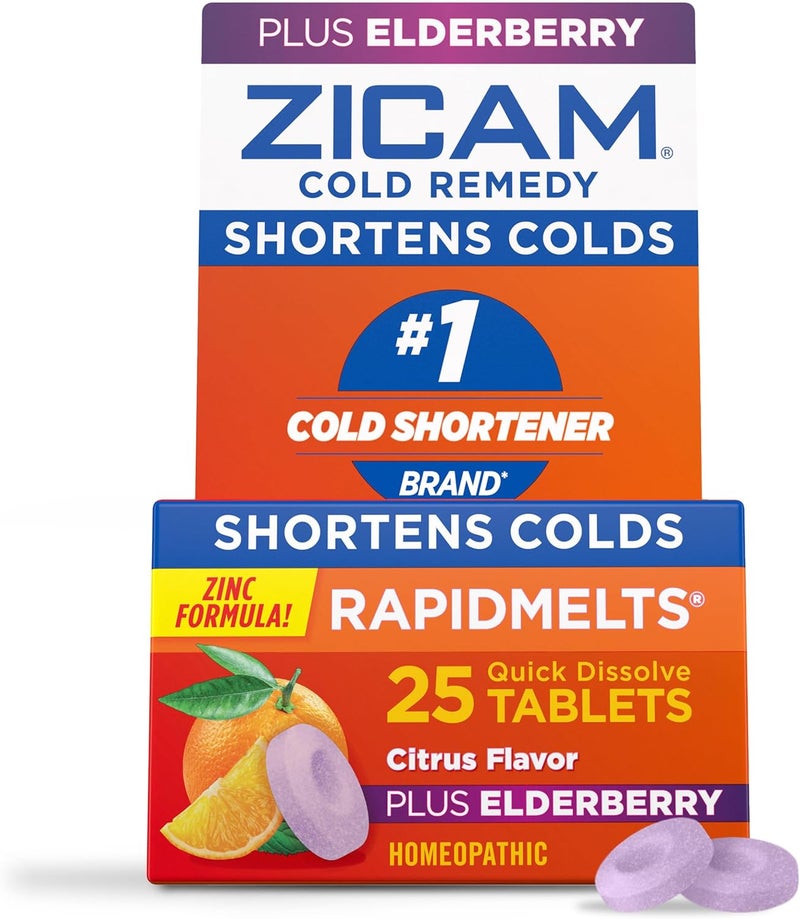 Zicam دواء البرد زنك رابيد ميلتس بنكهة البلسان والحمضيات - دواء م homeopاتي لتقصير مدة البرد - 25 حبة - Image 1