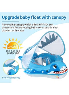 SwimBoBo Inflatable Baby Swim Float with Sun Canopy Baby Inflatable Swimming Ring with Adjustable Sun Shade Baby Inflatable Swimming Floats Pool Float for Toddlers (Shark)  - Image 2