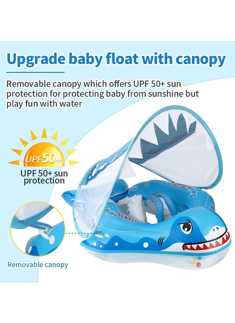 SwimBoBo Inflatable Baby Swim Float with Sun Canopy Baby Inflatable Swimming Ring with Adjustable Sun Shade Baby Inflatable Swimming Floats Pool Float for Toddlers (Shark)  - Image 2