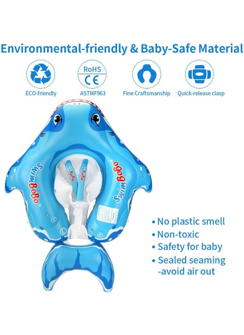SwimBoBo Inflatable Baby Swim Float with Sun Canopy Baby Inflatable Swimming Ring with Adjustable Sun Shade Baby Inflatable Swimming Floats Pool Float for Toddlers (Shark)  - Image 3