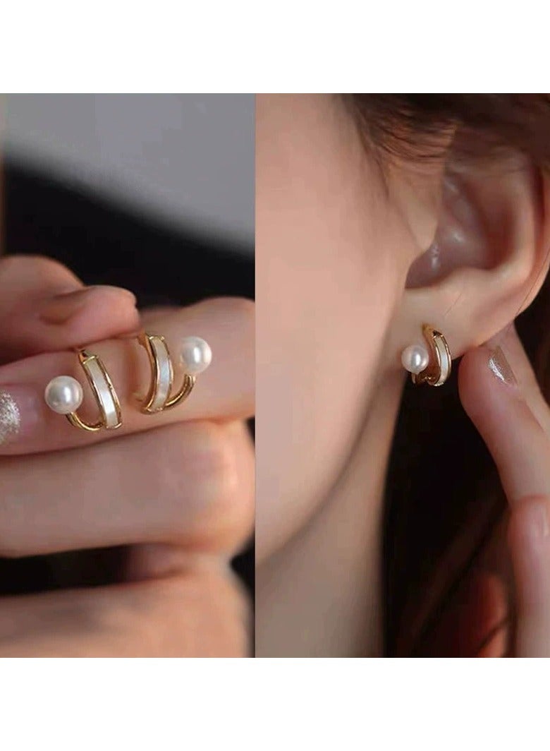 Goolsky Elegant Pearl Stud Earrings for Women | Dainty Minimalist Design | Lightweight Luxury Fashion Jewelry  - Image 1