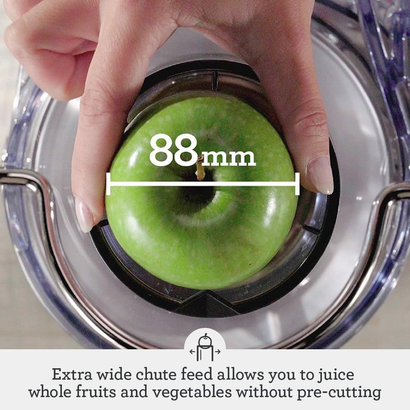 - The Nutri Juicer Cold Plus, 1200w, 2L Jug with Extra Feed Wide Chute and 2 Speed settings - KSA Version, 2 Year Manufacturer Warranty